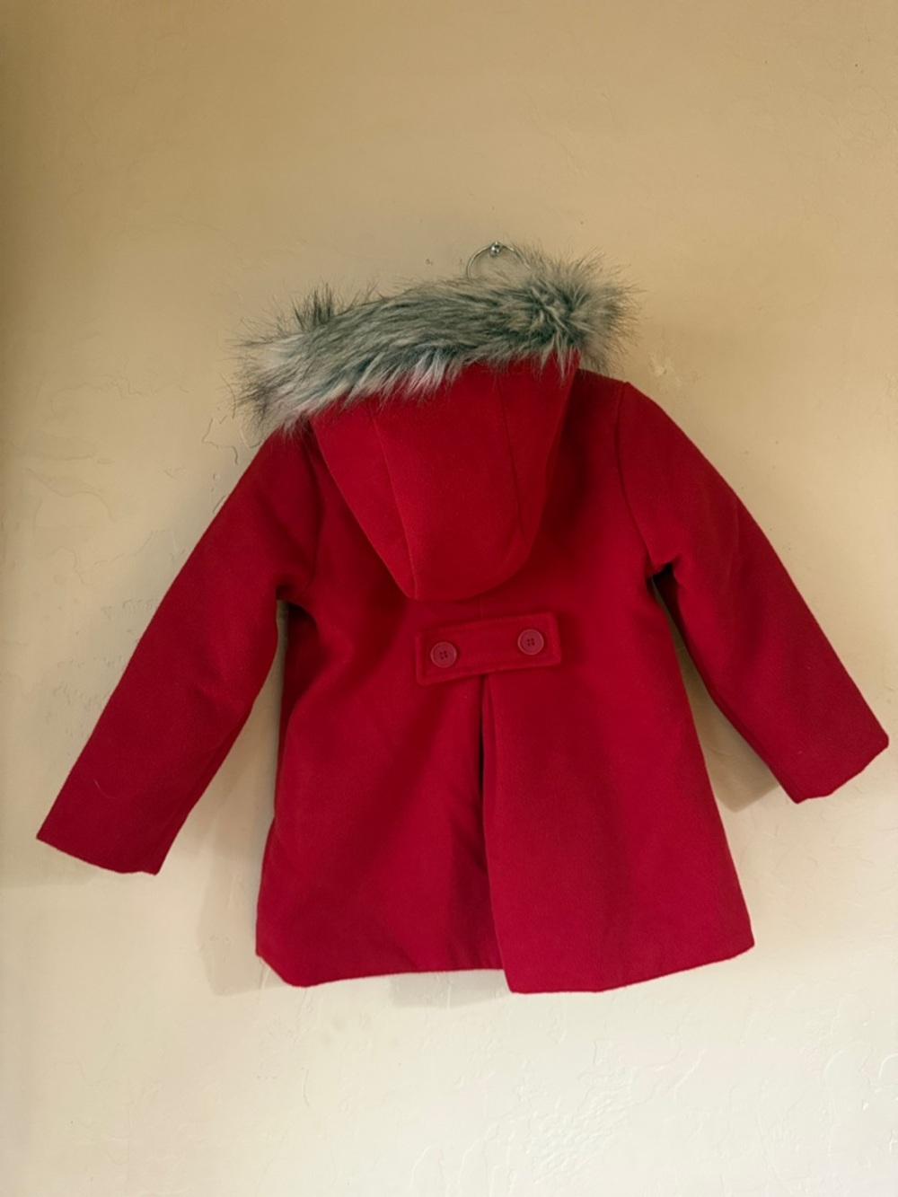 Red pea coat with faux fur lined hood girls 3t cat and Jack - Picture 4 of 6